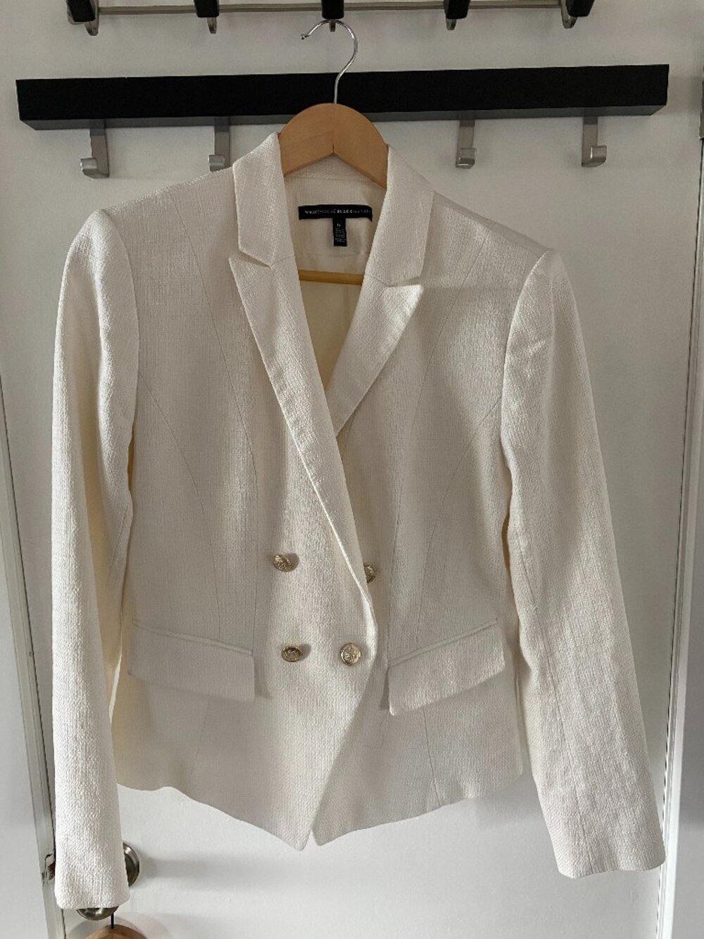 White House/Black Market Double Breasted Textured Blazer, W/10, White